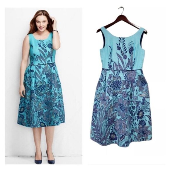 Lands End Blue Radiance Floral Dress Size 6 Beachy Resort Event Blue Boho Fairy - Picture 1 of 7